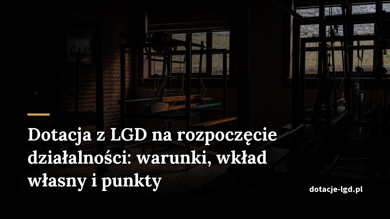 Dotacja z LGD na rozpoczęcie działalności: warunki, wkład własny i punkty